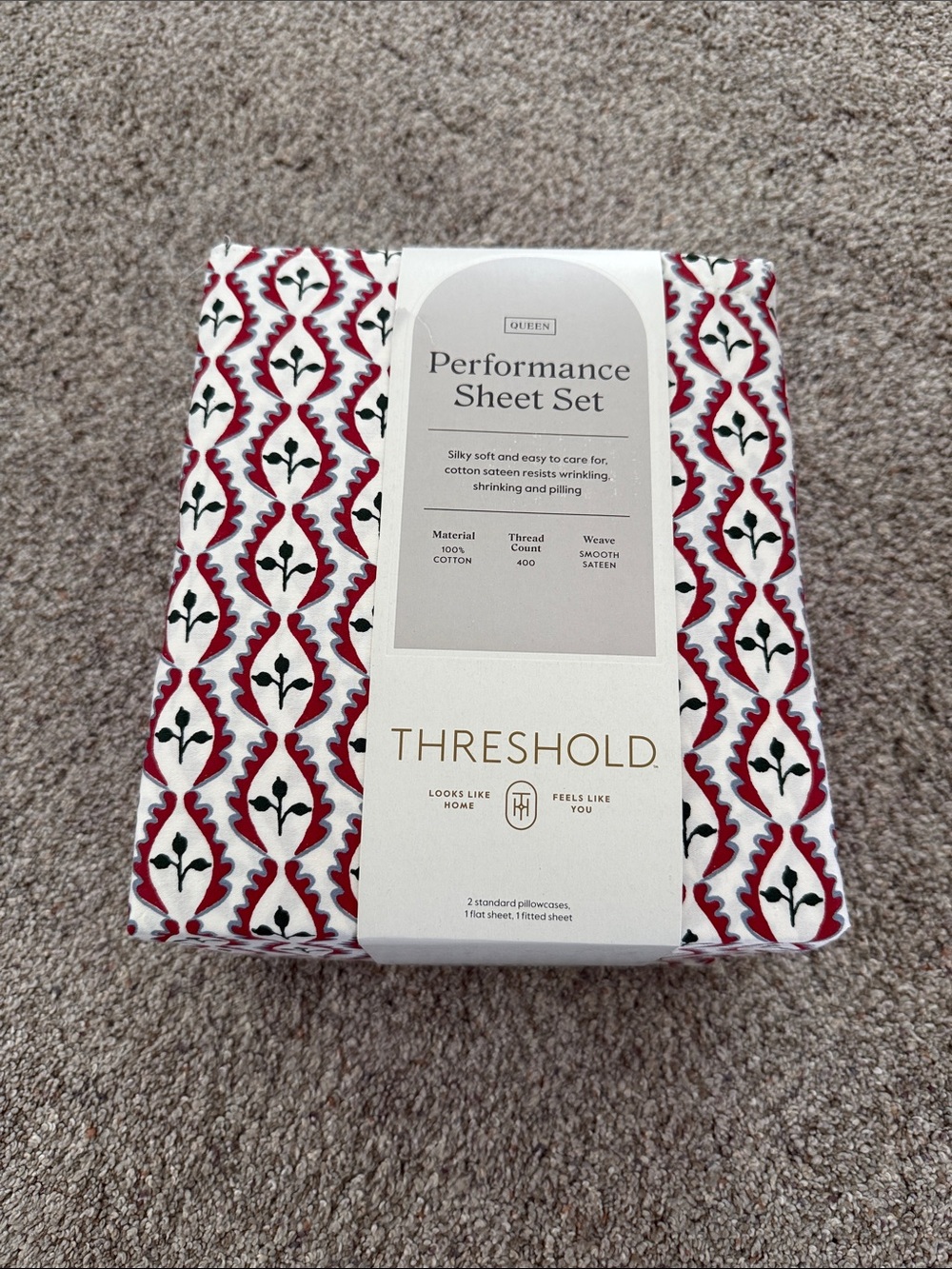 Threshold Queen Sheet 400 Thread Count Set 100% Cotton NEW